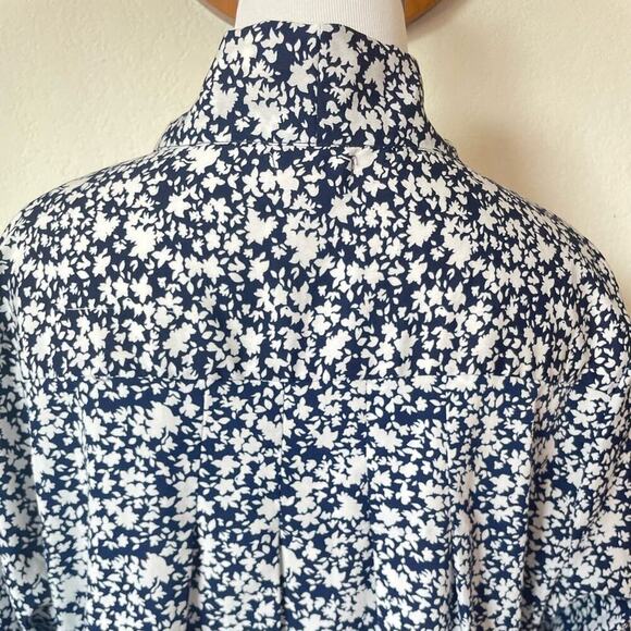 Antilia Femme Blue Summer Oversized Floral Elbow Sleeve Blouse Large - Picture 5 of 10